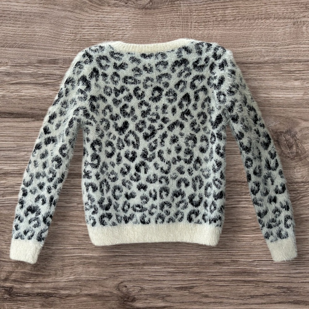 Mudd Soft Fuzzy Cheetah Animal Print Eyelash Knit Crew Neck Sweater Size S - Picture 4 of 12